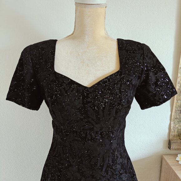 Nite Kraze 80's Vintage Black Whimsigoth Sparkly Dress 6 - Picture 3 of 8